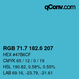 カラーコード: RGB 71.7 182.6 207 | qconv.com