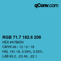カラーコード: RGB 71.7 182.6 208 | qconv.com