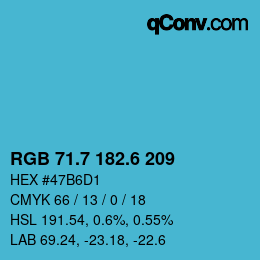 カラーコード: RGB 71.7 182.6 209 | qconv.com