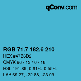 カラーコード: RGB 71.7 182.6 210 | qconv.com
