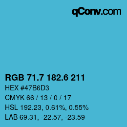 カラーコード: RGB 71.7 182.6 211 | qconv.com
