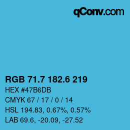 カラーコード: RGB 71.7 182.6 219 | qconv.com