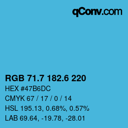 カラーコード: RGB 71.7 182.6 220 | qconv.com