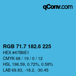 カラーコード: RGB 71.7 182.6 225 | qconv.com