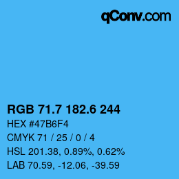カラーコード: RGB 71.7 182.6 244 | qconv.com