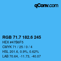カラーコード: RGB 71.7 182.6 245 | qconv.com