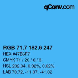 カラーコード: RGB 71.7 182.6 247 | qconv.com