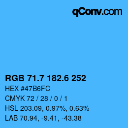 カラーコード: RGB 71.7 182.6 252 | qconv.com
