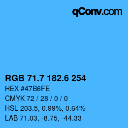 カラーコード: RGB 71.7 182.6 254 | qconv.com