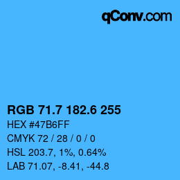 カラーコード: RGB 71.7 182.6 255 | qconv.com