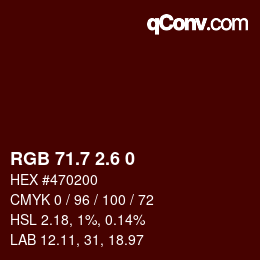 カラーコード: RGB 71.7 2.6 0 | qconv.com