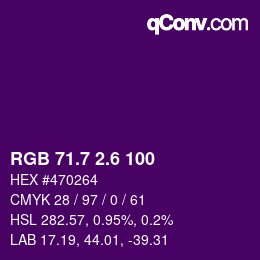カラーコード: RGB 71.7 2.6 100 | qconv.com