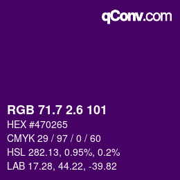 カラーコード: RGB 71.7 2.6 101 | qconv.com