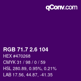 カラーコード: RGB 71.7 2.6 104 | qconv.com