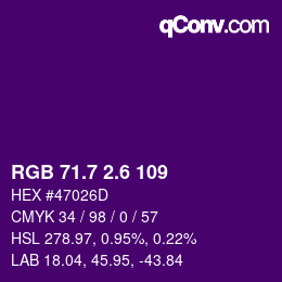 カラーコード: RGB 71.7 2.6 109 | qconv.com