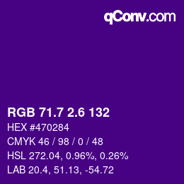 カラーコード: RGB 71.7 2.6 132 | qconv.com
