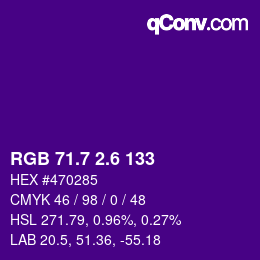 カラーコード: RGB 71.7 2.6 133 | qconv.com