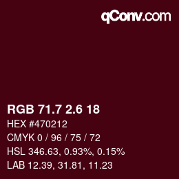 カラーコード: RGB 71.7 2.6 18 | qconv.com