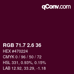 カラーコード: RGB 71.7 2.6 36 | qconv.com