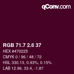 カラーコード: RGB 71.7 2.6 37 | qconv.com