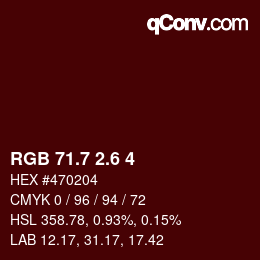 カラーコード: RGB 71.7 2.6 4 | qconv.com