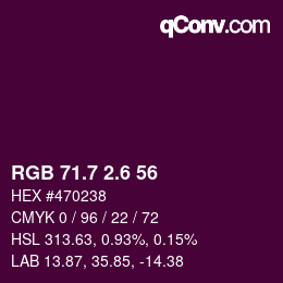 カラーコード: RGB 71.7 2.6 56 | qconv.com