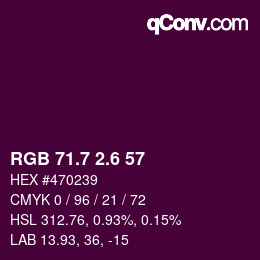 カラーコード: RGB 71.7 2.6 57 | qconv.com