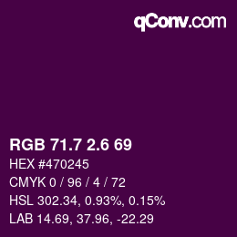 カラーコード: RGB 71.7 2.6 69 | qconv.com
