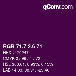 カラーコード: RGB 71.7 2.6 71 | qconv.com