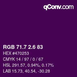 カラーコード: RGB 71.7 2.6 83 | qconv.com