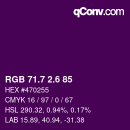 カラーコード: RGB 71.7 2.6 85 | qconv.com