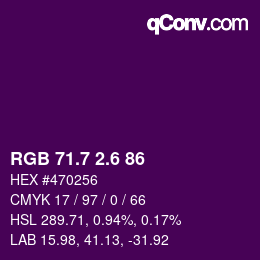 カラーコード: RGB 71.7 2.6 86 | qconv.com