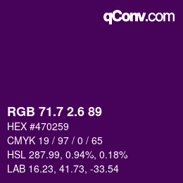 カラーコード: RGB 71.7 2.6 89 | qconv.com
