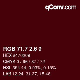 カラーコード: RGB 71.7 2.6 9 | qconv.com
