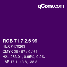 カラーコード: RGB 71.7 2.6 99 | qconv.com