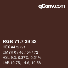 カラーコード: RGB 71.7 39 33 | qconv.com