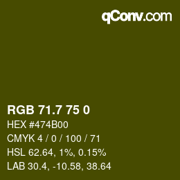 カラーコード: RGB 71.7 75 0 | qconv.com