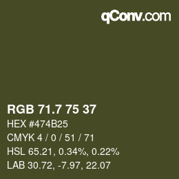 カラーコード: RGB 71.7 75 37 | qconv.com
