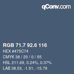 カラーコード: RGB 71.7 92.6 116 | qconv.com