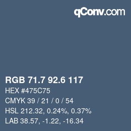 カラーコード: RGB 71.7 92.6 117 | qconv.com