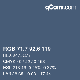 カラーコード: RGB 71.7 92.6 119 | qconv.com