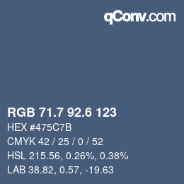 カラーコード: RGB 71.7 92.6 123 | qconv.com