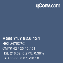 カラーコード: RGB 71.7 92.6 124 | qconv.com