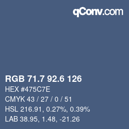 カラーコード: RGB 71.7 92.6 126 | qconv.com