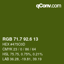 カラーコード: RGB 71.7 92.6 13 | qconv.com