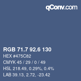 カラーコード: RGB 71.7 92.6 130 | qconv.com