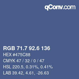 カラーコード: RGB 71.7 92.6 136 | qconv.com
