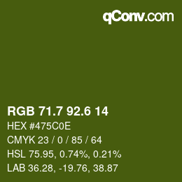 カラーコード: RGB 71.7 92.6 14 | qconv.com