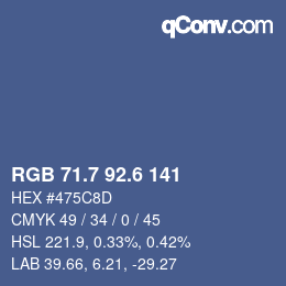 カラーコード: RGB 71.7 92.6 141 | qconv.com