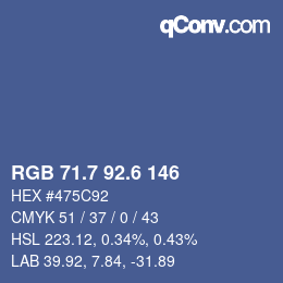 カラーコード: RGB 71.7 92.6 146 | qconv.com